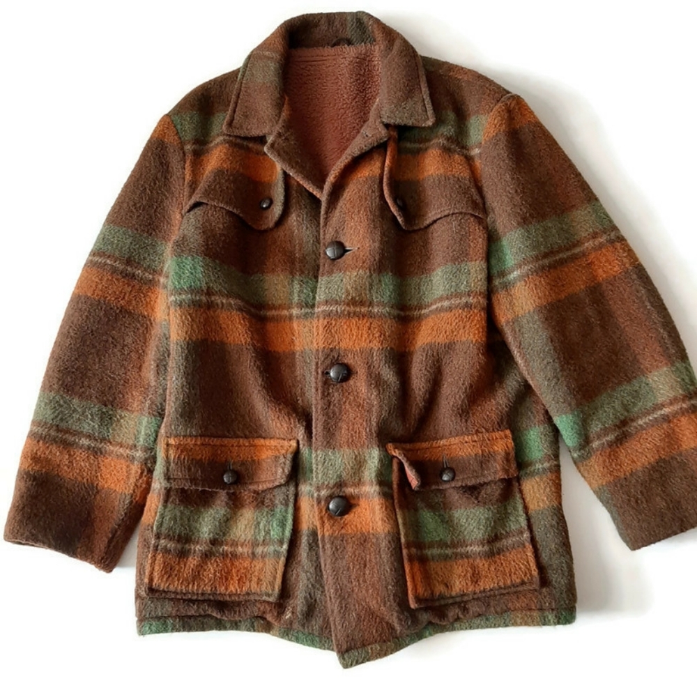 Vintage LEE WALD 70s warm plaid coat